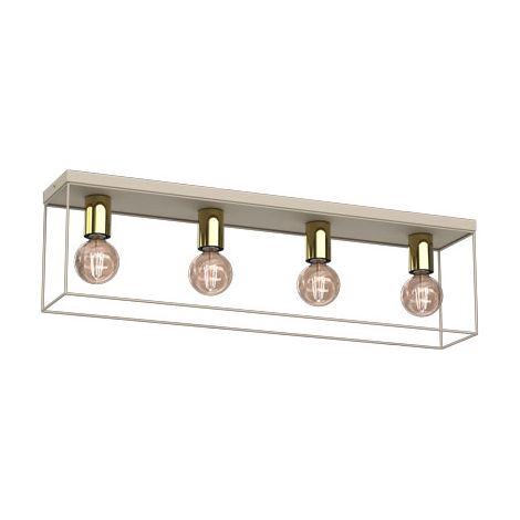 Plafonnier moderne rectangulaire crème doré 4xE27 Homen