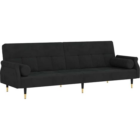 Sofá cama con cojines terciopelo negro vidaXL