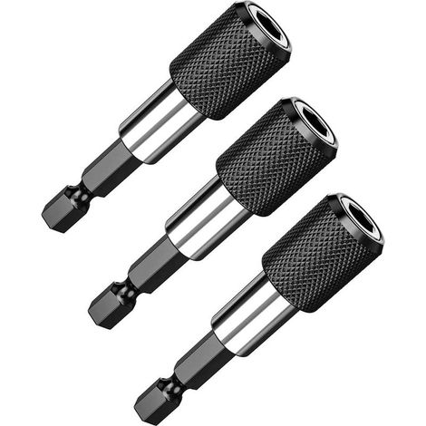 Juego de 3 portapuntas magnéticos de cambio rápido, de 6 mm de diámetro. Portapuntas magnético para destornilladores inalámbricos. Apto para taladros, destornilladores y tornillos roscados. Longitud:  (1/5)