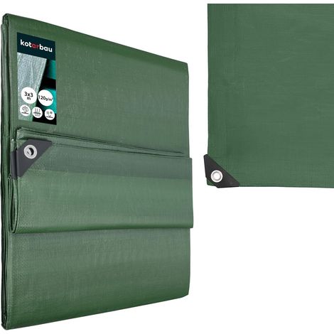 KOTARBAU® Bâche de Protection Extérieur - Polyéthylène - 3 x 3 m - Vert Olive - 120 g/m² - Bâche Anti UV - Bache Remorque - Bache Impermeable Exterieu (1/5)