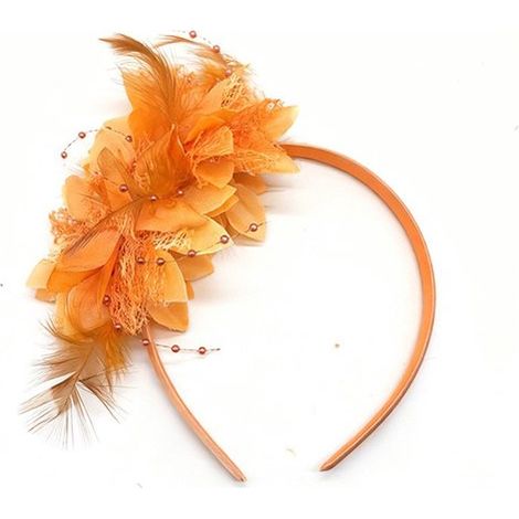 Haarreif mit Federn (2 Stück), künstlicher blauer Federkopfschmuck, orangefarbene Fascinators im Roaring-Years-Stil, Federkopfschmuck für Cocktailpartys, Hochzeiten und Bälle