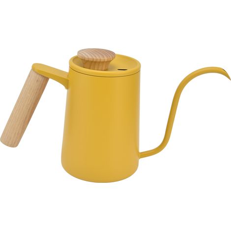 Kaffeekanne mit Schwanenhalsausguss aus Edelstahl, langer Öffnung, Handkaffeebereiter, gelb, 600 ml (1/5)