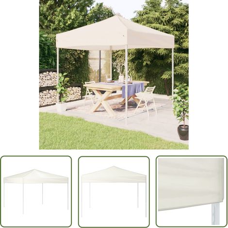 The Living Store Tente de réception pliable Crème 3x3 m - Tente Pliante - Gazebo - Parasol - Abri Solaire - Événement Extérieur (1/5)
