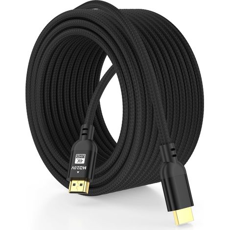 Câble HDMI 4K 15M, Câble HDMI 2.1 Haute Vitesse, Tressé, Prend en Charge 4K@60Hz 2K@120Hz, HDR HD TV Moniteur Ordinateur Portable Xbox PS4 PS5,etc.HD (1/5)