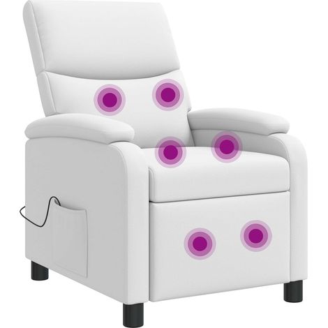 Massage Recliner White Faux Leather vidaXL