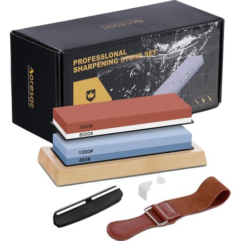 Affilacoltelli, pietra per affilare a doppia grana, set completo di accessori, come da foto, M (1/2)
