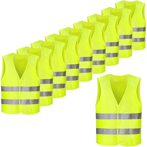 Seltenes Fundstück: Warnweste/Sicherheitsweste in Neongelb mit fluoreszierenden Streifen. Mengenrabatt: ab 10 Stück. (1/5)