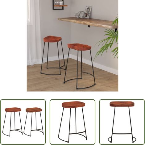 Tabouret de cuisine - Tabourets de bar Gavin lot de 2 45x40x63cm bois massif manguier (1/5)
