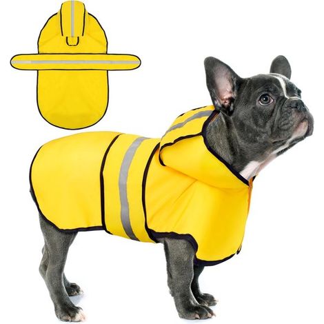 Manteau pour chien - Pour une longueur de dos de 32 cm et un poids de 2,5 à 3,5 kg - Imperméable à capuche pour chien - Imperméable et réfléchissant (1/5)