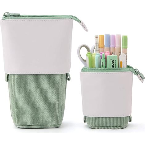 Trousse à Crayons Télescopique ,2-in-1 Trousse Retractable Crayon,Trousse Scolaire, Pop-up Papeterie Debout Étui Sac à Crayons avec Fermeture à GlissièRe pour Papeterie CosméTique Le Bureau L'école (1/5)