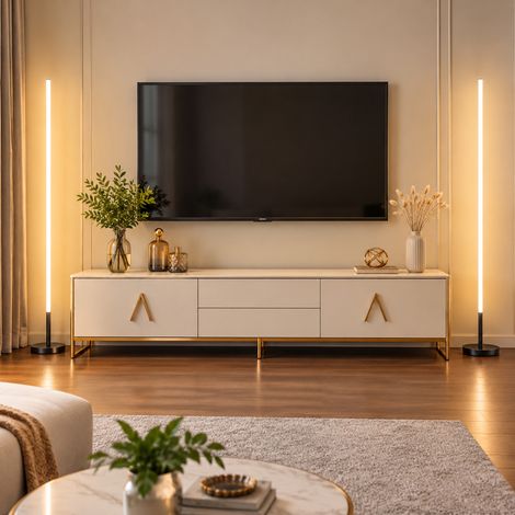 Lot de 2 Lampadaires d'Angle LED 1450lm Lampe d'Angle Dimmable 150cm 3 Niveaux de Luminosité Interrupteur au Pied Noir (1/5)