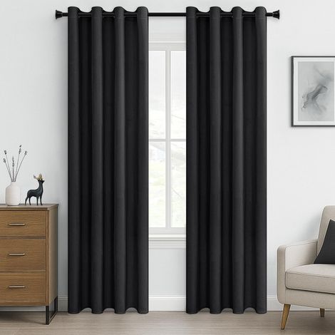 Tenda oscurante termica 132x92 cm nera, tenda termica isolante contro il freddo e il caldo per soggiorno, camera da letto, tenda divisoria per cucina, cabina armadio, set da 2 con occhielli