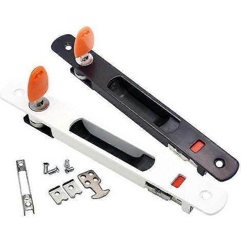 Serrure pour porte coulissante, ensemble de 2 poignées pour porte coulissante, montage encastré, à clé, poignée invisible (noir + blanc)-AquaForge (1/3)