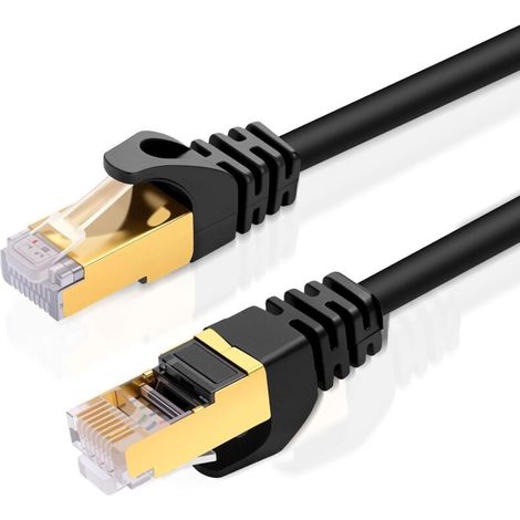Câble réseau CAT 7 - 10 x 0,25 m - 10 Gbit/s - Câble patch RJ45 LAN - Câble Ethernet SFTP PiMF - Blindage en cuivre - Câble Ethernet - 25 cm - Pour commutateur LAN DSL, routeur, panneau de