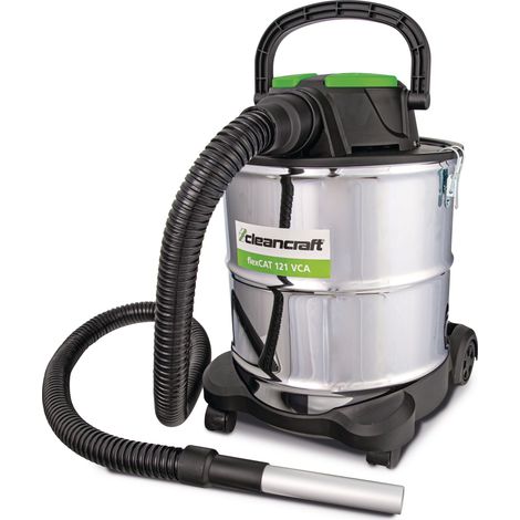 Aspirateur à cendres avec nettoyage manuel du filtre - pour le nettoyage des cheminées - cuve de 20 litres en acier inoxydable - 0,6 kW 230V Cleancraft FLEXCAT 121 VCA