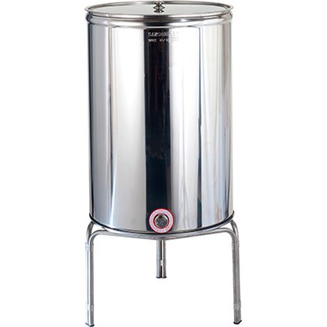 Sansone CONTENITORE ENOLOGICO INOX LISCIO AGGRAFFATO CON COPERCHIO lt. 200 (1/2)