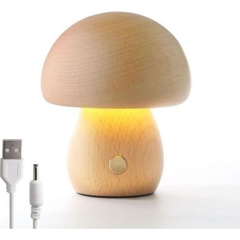 Lamp Chamsprocket in Wood, Lamp of Bedside Portable to Intensity Variable Rechargeableavec USB, Night without wire, Lamp of Table Chamsprocket for the Decoration of the Home, Lamp of Bedside (Hetre) [ (1/5)