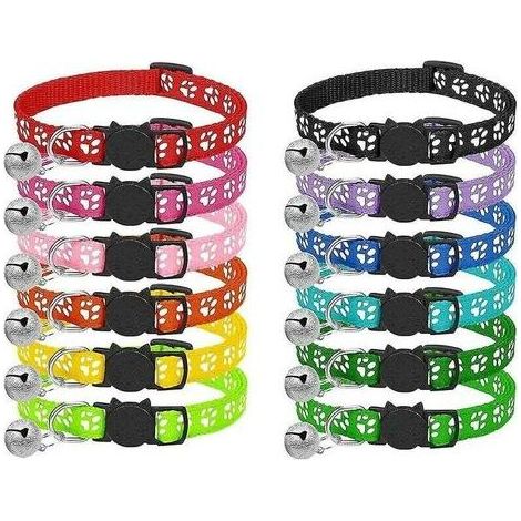 pair Cat Collar, 12pcs Anti Strangulation Cat Collar Kitten Collar With Reflective Strap And Bell, Adjustable Range 19-32cm (1/3)