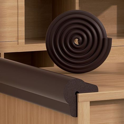 Protection de bord de table pour bébé, rembourrage épais pour éviter les chocs et les rayures, bande anti-collision simple, marron, 2 m (1/5)