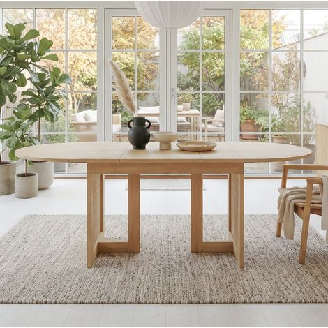 Table extensible de salle à manger 150/200 x 90 cm, pour 6 à 8 personnes, MDF couleur chêne HAVRYA (1/5)