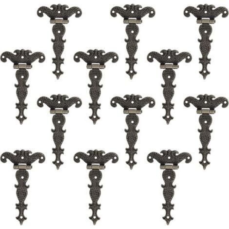 12 Pièces Charnière Rétro, Charnières Décoratives en Bronze Rétro Avec Vis de Montage, Convient à la Réparation de Décoration de Boîte à Outils de Meuble d'Armoire (1/4)