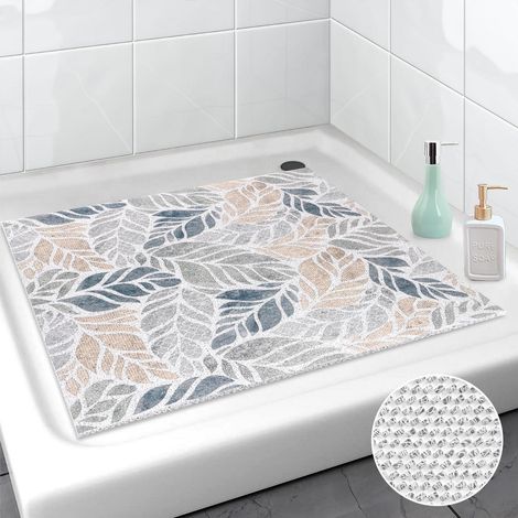 Tapis de douche antidérapant 60x60 cm PVC Luffa doux séchage rapide Feuille