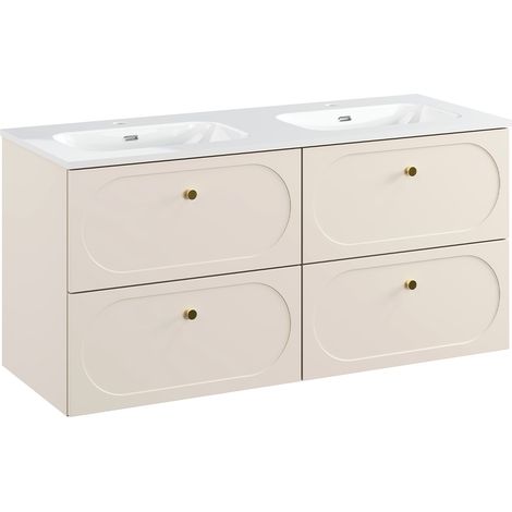Doppelwaschtisch 120.4cm Sanae mit 4 Schubladen, Sandbeige