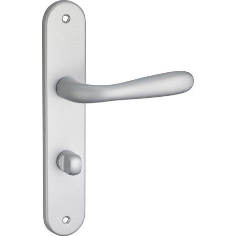 Ensemble de poignées pour salle de bain/toilette Goccia à condamnation, carré 7mm, entr'axes 195mm, chromé satin - (1/3)