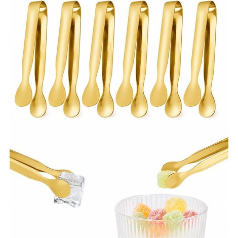 Lot de 6 mini pinces de service multifonctions en acier inoxydable pour thé, café et bar (1/5)