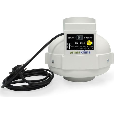 Extracteur 2 vitesses 220 et 400m3/h - 125mm - Prima Klima