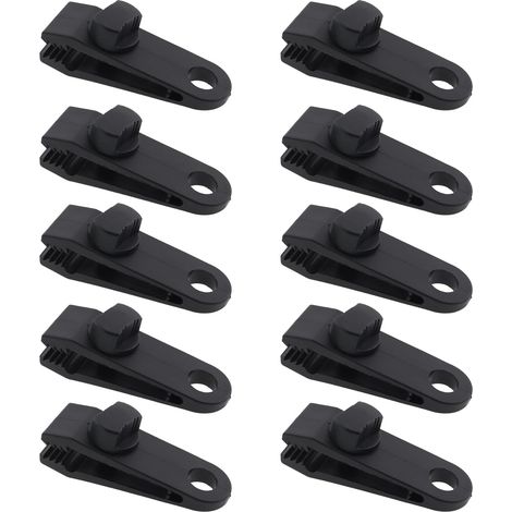 Lot de 10 Clips de bâche, Plastique PP, Design dents de scie, Réglable, pour camping, voiles d'ombrage, auvents (1/5)
