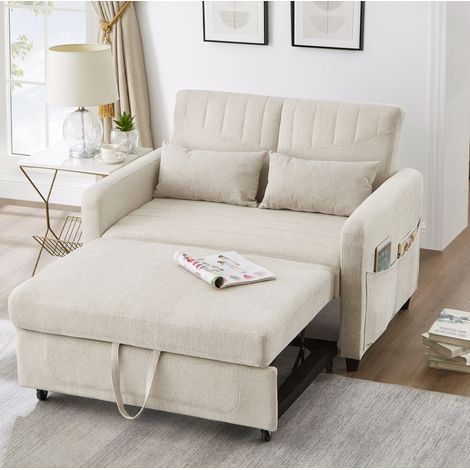 MEUBLIV Schlafsofa 114x77x82,5 cm beige – ausziehbar, 3 Positionen, ohne Matratze (1/5)