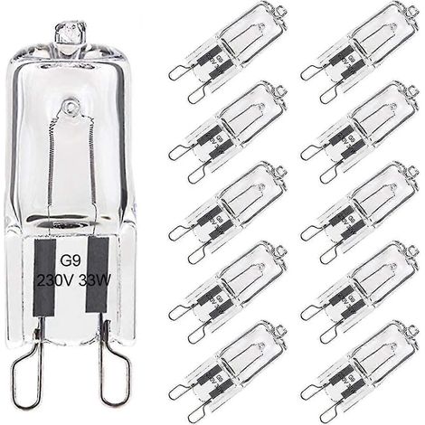 Lot de 10 ampoules G9 33 W blanc chaud, halogènes G9 pour four jusqu'à 300 °C, ampoules à filament G9, 420 lm, 230 V (1/5)