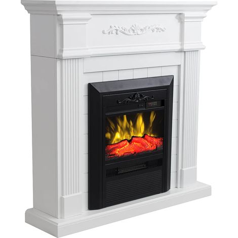 Caminetto elettrico da appoggio Con mantello L98 x P26 x H100,8 cm Bianco - OTEMANU (1/4)