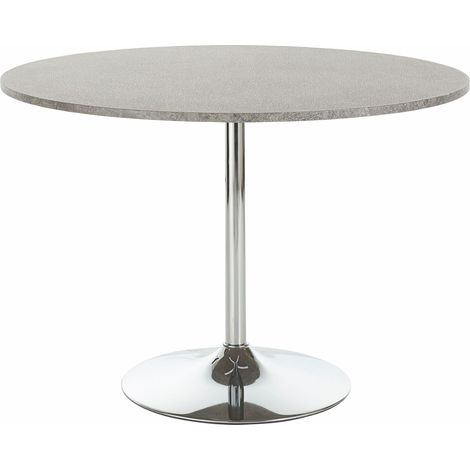 Table à manger ronde 110 cm – Base trompette chromée – Plateau en bois certifié FSC – Pour petits espaces (1/2)