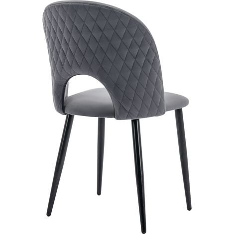Lot de 6 chaises de salle à manger en velours gris, dossier capitonné à motif diamant, pieds réglables et design élégant pour intérieur moderne  CHICFURN (1/5)