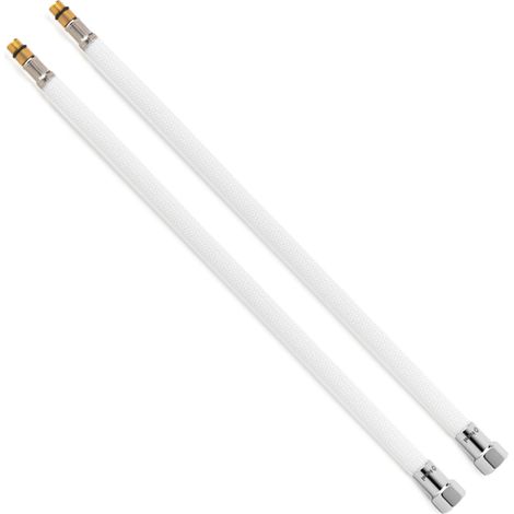 2 Flexibles sanitaires BLANC POLYMÈRE Øintér.8mm - Femelle 1/2" CHROMÉ - Mâle M10x1 - 500mm - TAQ PREMIUM