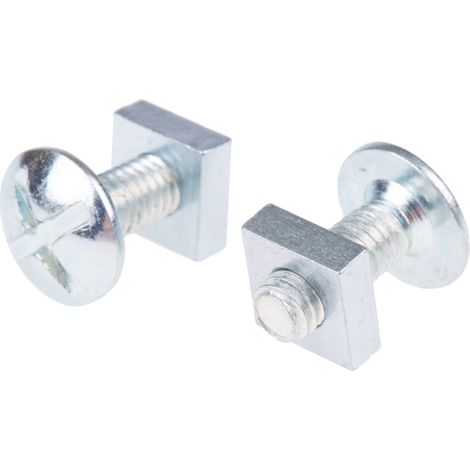 Boulon, Vis à tête plate large + écrou carré, Acier, M6 x 16mm ( Prix pour Boîte de 100 )