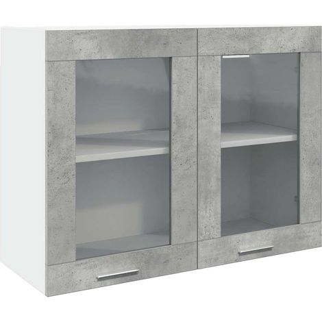 Maison Exclusive - Mobile Pensile con Vetro “Lyon” Grigio Cemento 80x31x60 cm