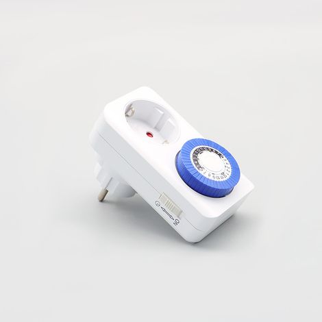 Prise minuterie analogique - Minuterie mécanique pour l'intérieur - Prise minuterie silencieuse, Minuterie programmable - Minuterie journalière avec intervalle de 15 minutes (1/4)