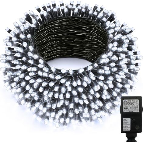 Guirlande lumineuse d'extérieur 200 M, 200 LED, guirlande lumineuse de sapin de Noël d'intérieur avec 8 modes, minuteur, prise, étanche, câble vert foncé pour sapin de Noël, décoration de (1/5)