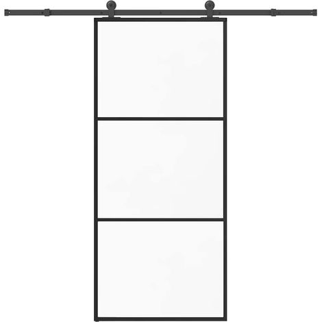 Schiebetür mit Beschlag 90x205 cm ESG-Glas & Aluminium