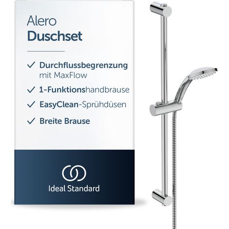 Ideal Standard Alero Duschset mit 723 mm Brausestange ✔ Chrom - Brausekombination mit 723 mm Brausestange, gezielte Durchflusssteuerung, EasyClean-Düsen, breiter Wasserstrahl, BE179AA (1/5)