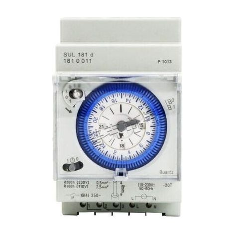 Interrupteur horaire mécanique bidirectionnel 24 heures sur rail DIN avec réserve de marche SUL 181d 110-230 V (1/4)