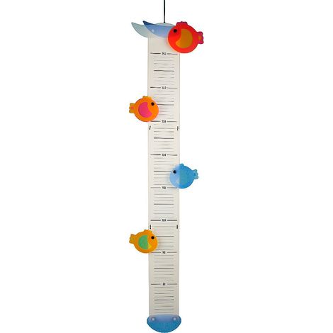 Verspielte Messlatte aus Holz, Made in Germany, 70-150cm, Design FISCHE (1/5)
