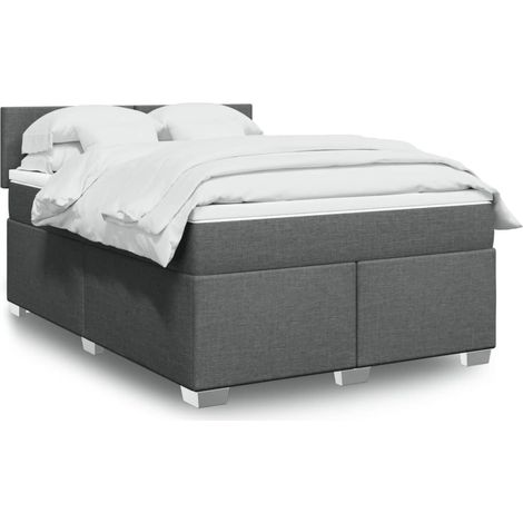 Boxspringbett mit Matratze Dunkelgrau 160x200 cm Stoff