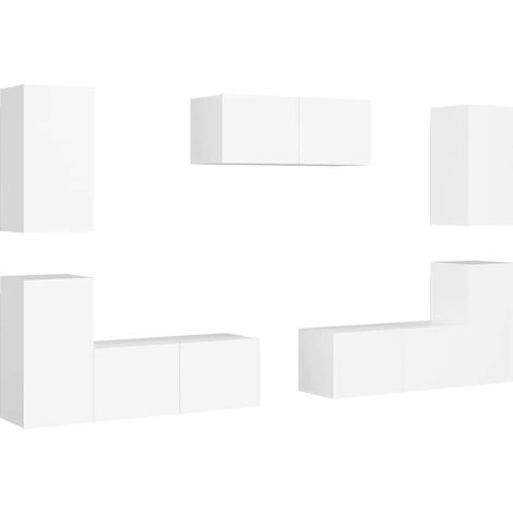 Maison Exclusive - 7-tlg. TV-Schrank-Set Weiß Holzwerkstoff