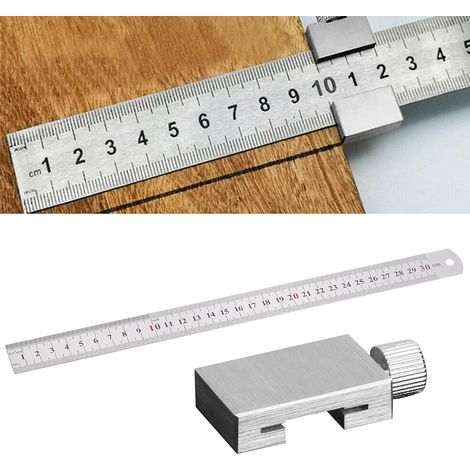 Règle de butée en acier inoxydable 30 cm Outil de traçage pour le travail du bois, le bricolage, l'artisanat (1/5)