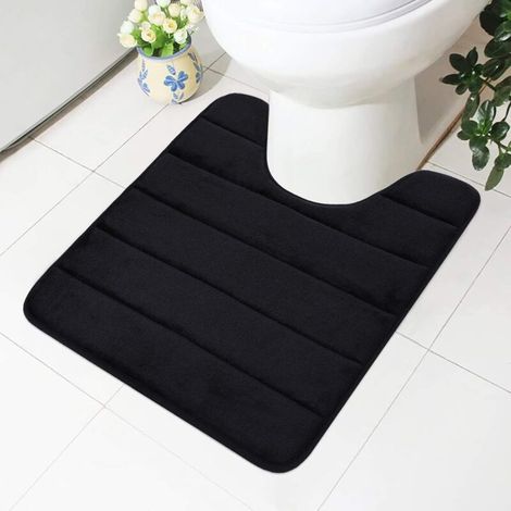 Badematte aus Memory-Schaum (Schwarz), 50 x 60 cm, rutschfeste Unterseite, weich und saugfähig, geeignet für Toilette und Badezimmer - Crezuo