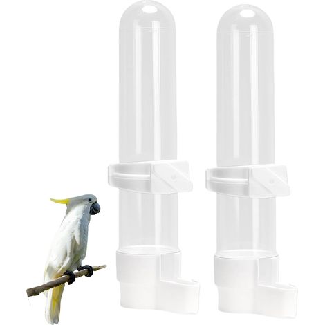 Distributeur Eau Oiseau - 2 Pièces - Plastique PP - Automatique 120 ML - Perroquets Perruches - Blanc 19 cm (1/5)